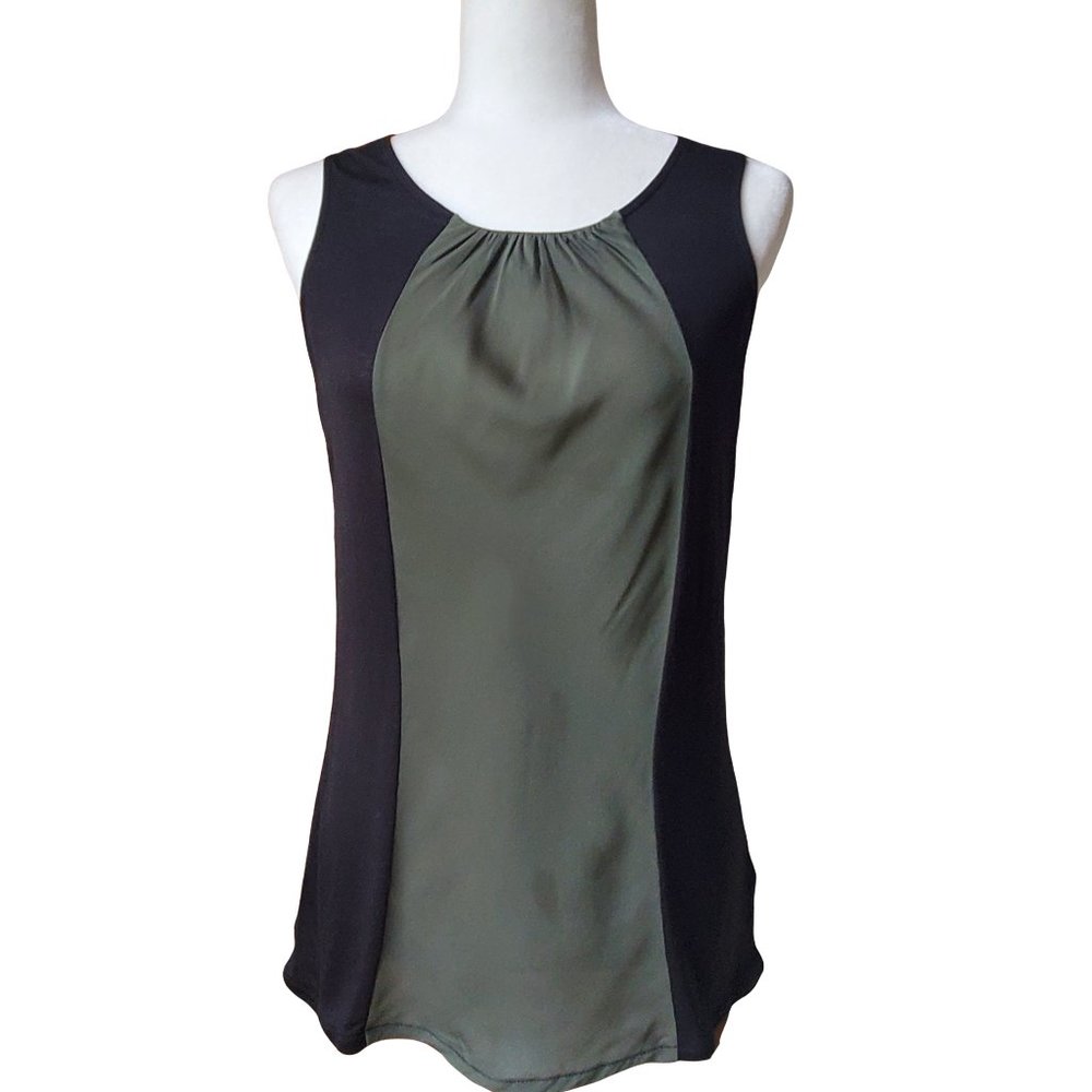 Merona Target NWOT Sleeveless Colorblock Knit Top Black Green Women's XS Y2K